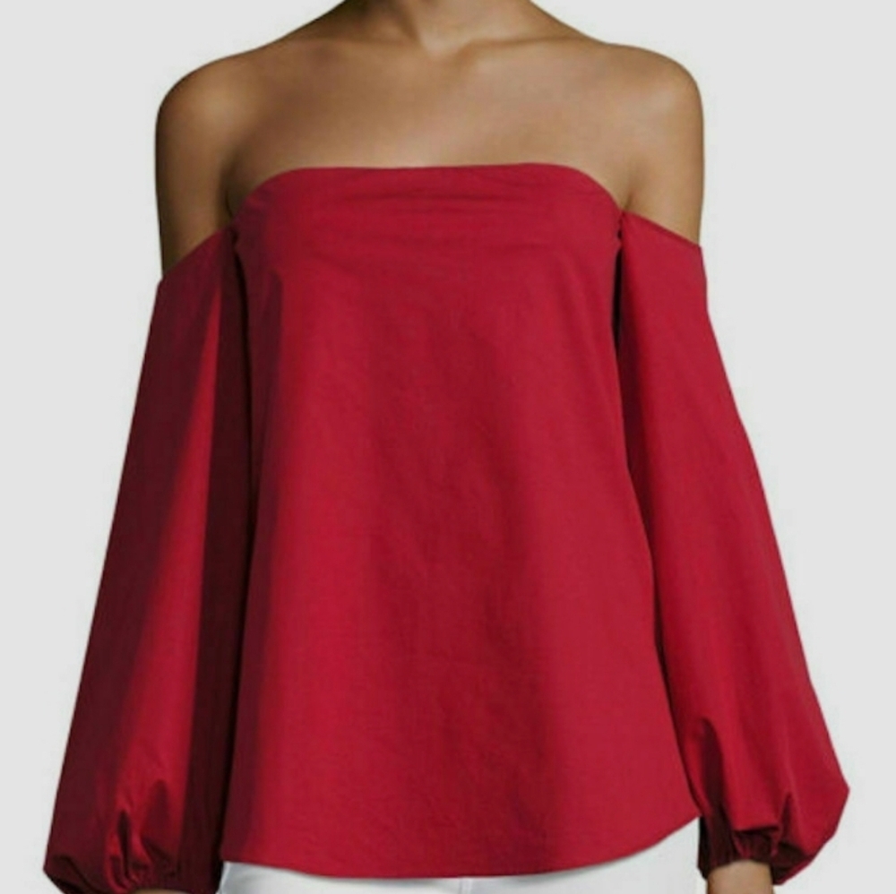 < By The Way Elegant Red Puff Sleeve Top Women's Size Small